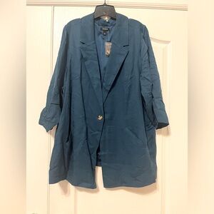 NWT Torrid Sz 4x Studio Linen Blazer Legion Blue